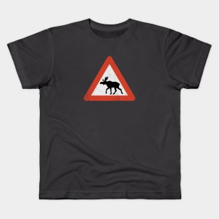 Warning! Moose Traffic. Kids T-Shirt
